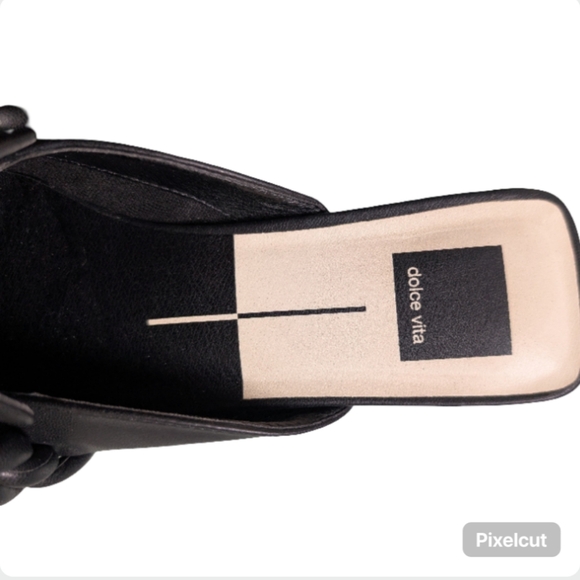 Dolce Vita Giovany Black Leather Braided Mule Slides Flats Designer Shoes - Picture 5 of 9